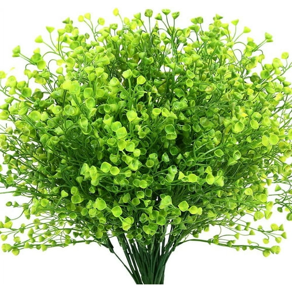 ZOELNIC Artificial Shrubs Bushes 8 Pack Fake Outdoor UV Resistant Plants Flowers, Faux Plastic Bell Leaves Greenery for Indoor Outside Hanging Planter Home Office Wedding Farmhouse Decor