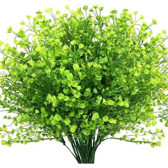 ZOELNIC Artificial Shrubs Bushes 8 Pack Fake Outdoor UV Resistant Plants Flowers, Faux Plastic Bell Leaves Greenery for Indoor Outside Hanging Planter Home Office Wedding Farmhouse Decor