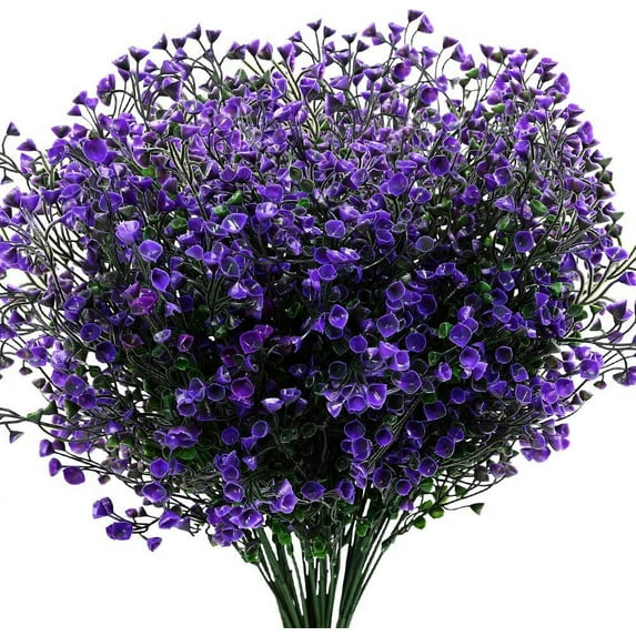 ZOELNIC Artificial Shrubs Bushes 8 Pack Fake Outdoor UV Resistant Plants Flowers, Faux Plastic Bell Leaves Greenery for Indoor Outside Hanging Planter Home Office Wedding Farmhouse Decor