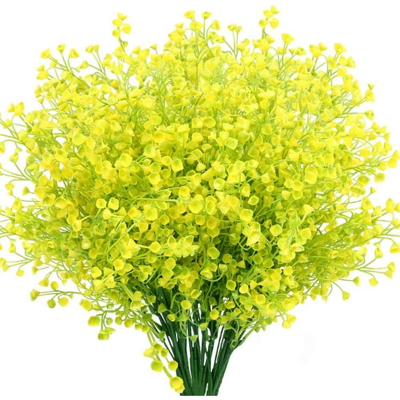 ZOELNIC Artificial Shrubs Bushes 8 Pack UV Resistant Plants Flowers, Faux Plastic Bell Leaves Greenery for Outside Hanging Planter Home Office Wedding Decor