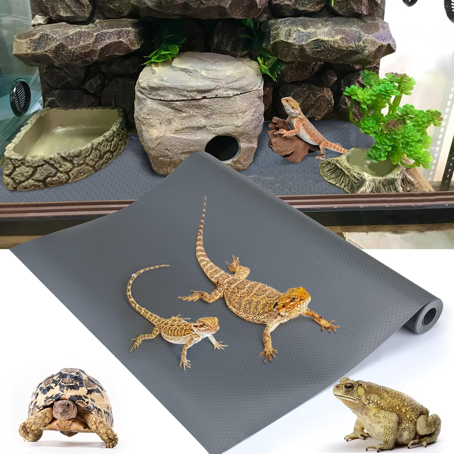 ZOELNIC Bearded Dragon Tank Accessories, Reptile Terrarium Carpet