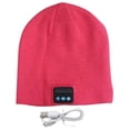 thumbnail image 1 of ZOELNIC Bluetooth 5.0 Beanie Wireless Music Listening Handsfree Headphone Hat Winter Warm Knitted Cap, Rose Red, 1 of 11