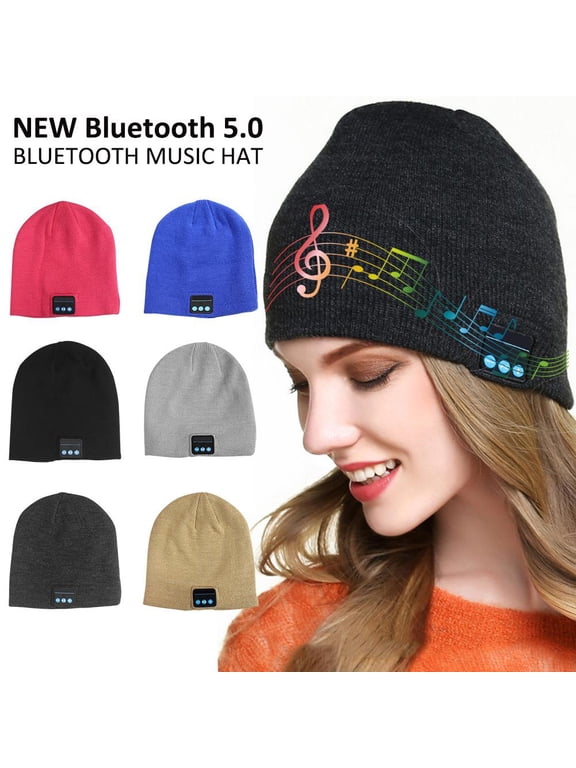 Bluetooth Headphones Hat Super Soft Knitted Music Beanie Bluetooth Brimless Music Cap For Winter Outdoor Sport (Blue)