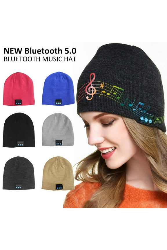 Bluetooth Headphones Hat Super Soft Knitted Music Beanie Bluetooth Brimless Music Cap For Winter Outdoor Sport (Blue)