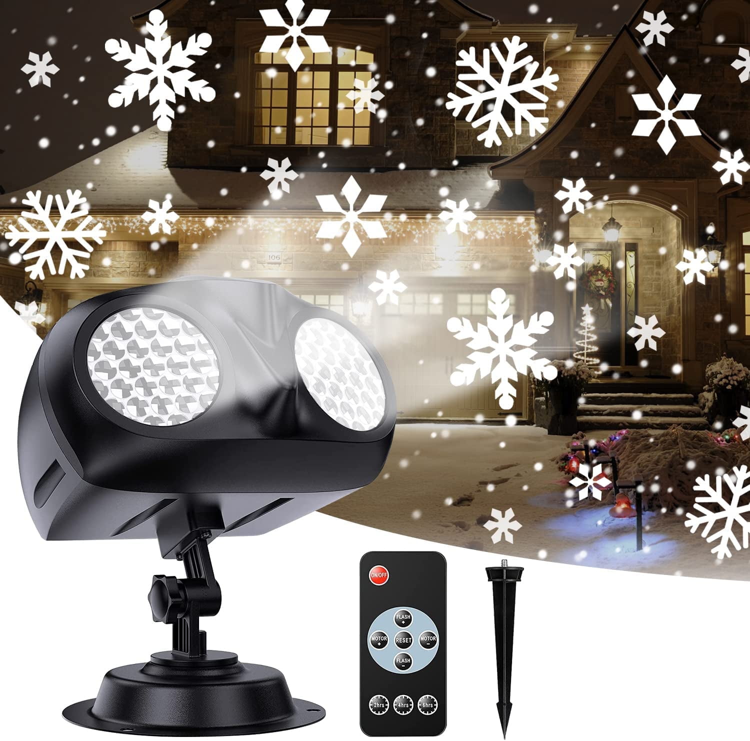 Snowflake Timer ZOELNIC Christmas Snowflake Projector Lights Outdoor, Waterproof LED ...