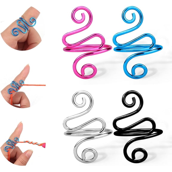 ZOELNIC Crochet Ring,4PCS Adjustable Yarn Tension Ring for Crocheting Peacock Shape Knitting Loop Open Finger Ring for Mother Grandma Thanksgiving Presents Finger Yarn Guide Crochet Accessories Gift