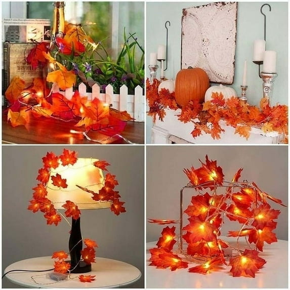ZOELNIC Fall Thanksgiving Maple Leaf Lamp 20LED Garland Decoration Decor LED Lighted Autumn Leaves