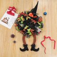 thumbnail image 1 of ZOELNIC Halloween Witch Wreath, 29.25 Inch Halloween Wreaths for Front Door Witch Hat Two Long Legs, Halloween Wreath for Halloween Decorations Indoor Outdoor, 1 of 7