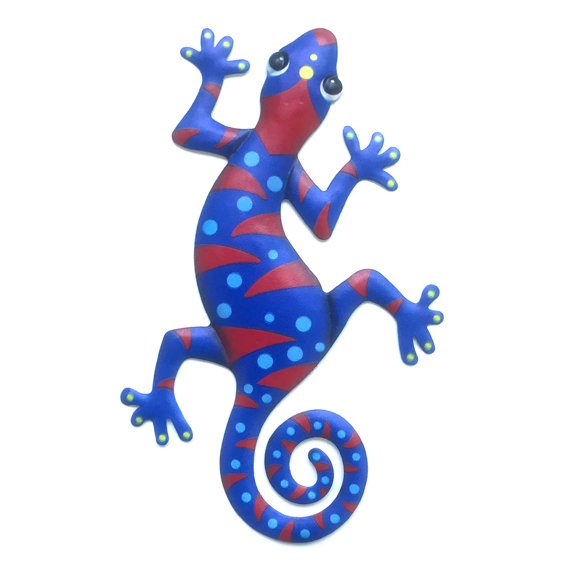 ZOELNIC Iron Art Gecko Ornaments Metal Lizard Art Sculpture for Patio Outdoor Wall Fence Hanging Decorations 1PCS