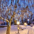 thumbnail image 1 of ZOELNIC LED Falling Rain Lights with 30cm 8 Tube 192 LEDs, Meteor Shower Light, Falling Rain Drop Lights, Icicle String Lights for Holiday Party Wedding Christmas Tree Decoration (Blue ,1Pack), 1 of 9