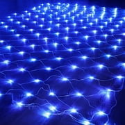 ZOELNIC LED Twinkle Lights Fairy Net String Light ,8 Modes Plug-in Christmas Bush Lights, Connectable Waterproof Mesh Lights for Trees, Garden, Outdoor, Christmas Decorations (Blue,3x2m)