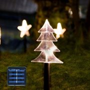 ZOELNIC Led Christmas Pathway Light Solar Powered Garden Lights 5 Pieces Christmas Trees Warm White for Home Decoration