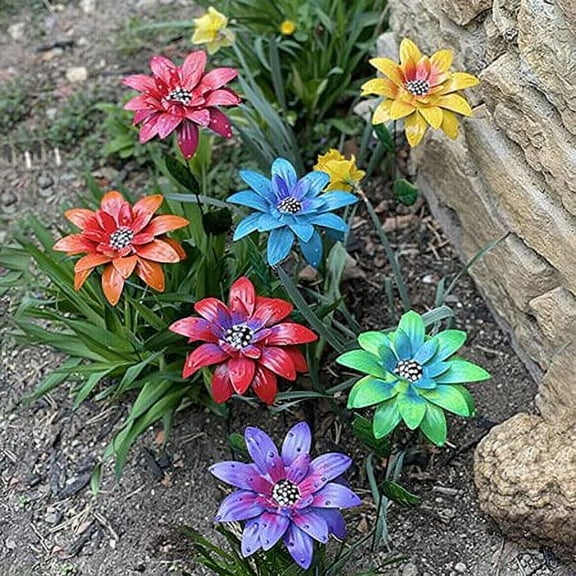 ZOELNIC Metal Daylily Flower Decorative Beautiful Attractive Simulation Metal Flower Garden Decor for Home