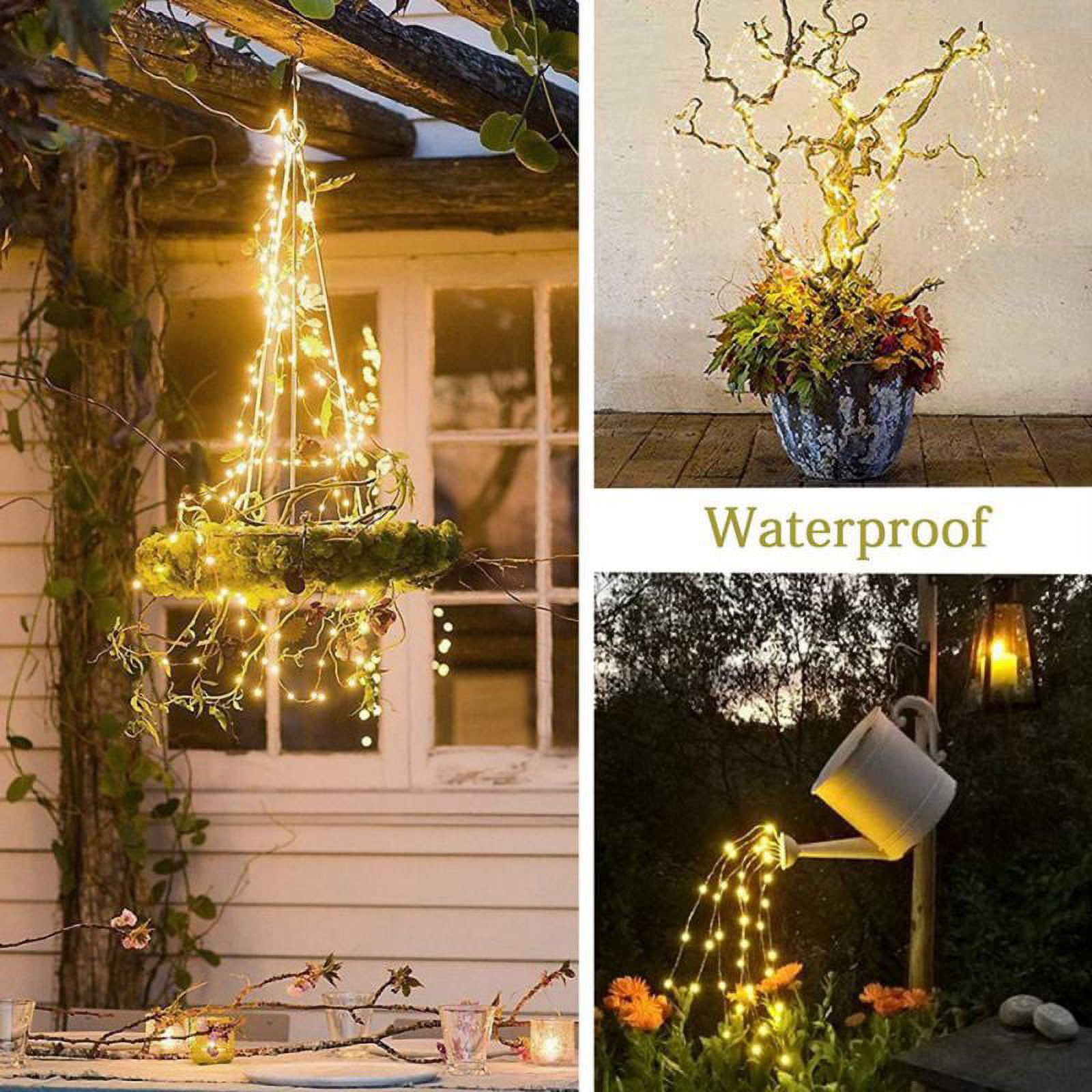 ZOELNIC Outdoor 200LEDs Lights Waterfall Solar Power Fairy Lights