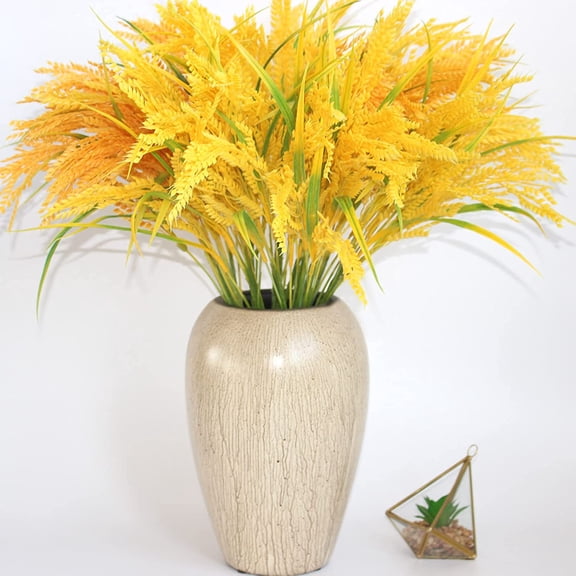 ZOELNIC Simulated Wheat Ear 12Pcs Artificial Golden Wheat Grass Fake Shrubs Plastic Plants Flowers, Garden Style Home furnishings for DIY Home Garden Wedding Farmhouse Decor