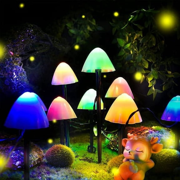 ZOELNIC Solar Powered Mushroom Lights 12.5 Feet 20LED String Light Night Garden Outdoor Lights 8 Modes Waterproof LED String Lights Night Lamp Pathway Landscape Yard Decoration