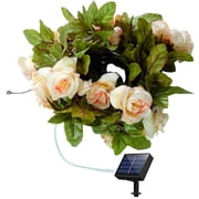 ZOELNIC Solar Roses String Lights 20LED Artificial Flower Garlands Light with 8 Modes Waterproof Fairy String Lights Floral Garland for Garden Patio Yard Decor