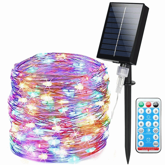 ZOELNIC Solar String Lights with Remote, 73FT 200LEDs Solar Powered Fairy Lights Waterproof Decorative Rope Lights 8 Lighting Modes for Patio Garden Yard Wedding Party Decorations, Warm White