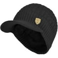 thumbnail image 1 of ZOELNIC Sports Winter Outdoor Knit Visor Hat Billed Beanie with Brim Warm Fleece Lined for Men and Women, Black, 1 of 6