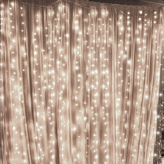 ZOELNIC Star 300 LED Window Curtain String Light Wedding Party Home Garden Bedroom Outdoor Indoor Wall Decorations White