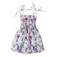 thumbnail image 1 of ZOELNIC Toddler Baby Girls Summer Clothes Sleeveless Floral Printed Suspender Dresses Beach Sundress Purple, 1 of 7