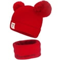 thumbnail image 1 of ZOELNIC Toddler Baby Soft Winter Warm Knitted Hat Earflap Beanie Scarf Set Caps- Red, 1 of 11