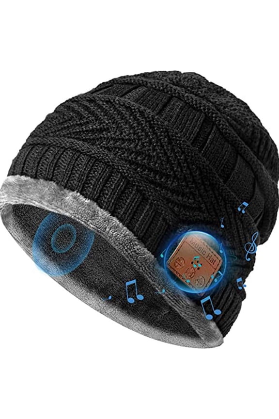 Unisex Bluetooth Music Warm Beanie Hat & Scarf Set Wireless Headphone Handsfree Winter Cap for Outdoor Sport (Beanie)