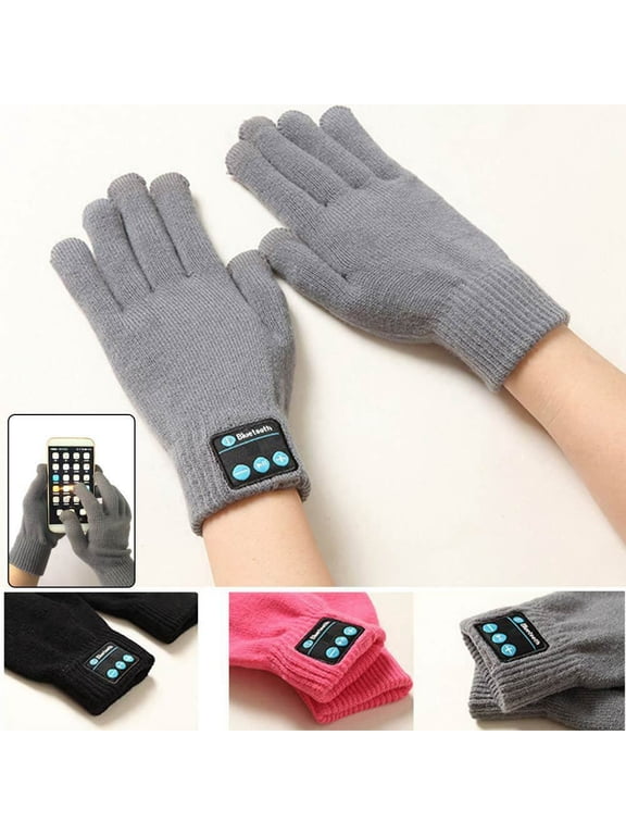 Unisex Bluetooth Talking Gloves Touch Screen V3.0 Call Headset Speaker for Smartphone Winter Outdoor, Gray