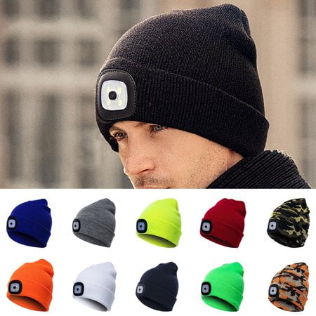 ZOELNIC Unisex LED Beanie Hat with Light Gifts Autumn Winter Warm Outdoor Hiking Camping Knitting Hat