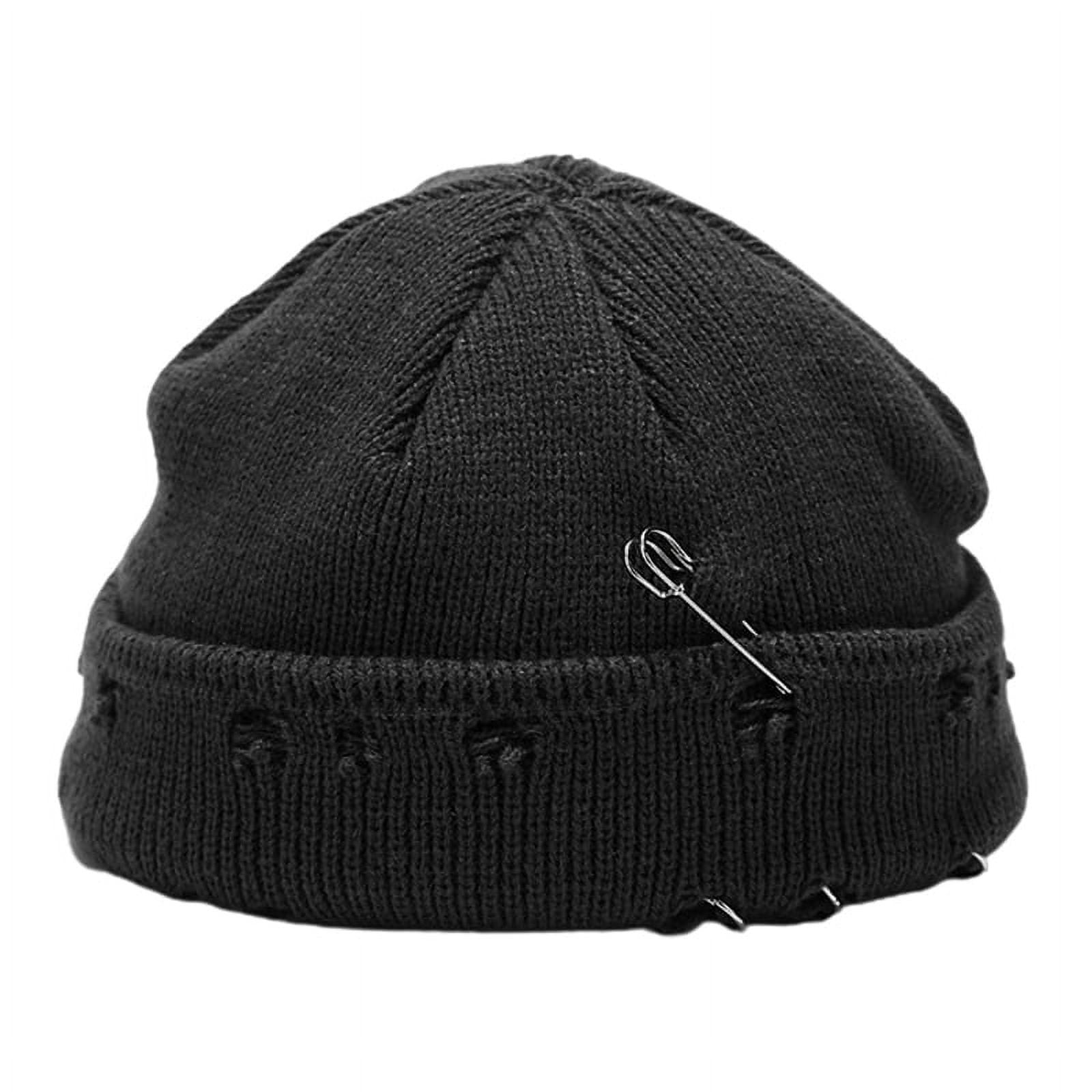 ZOELNIC Unisex Winter Knitted Beanie Hat with Pins O-Ring Vintage