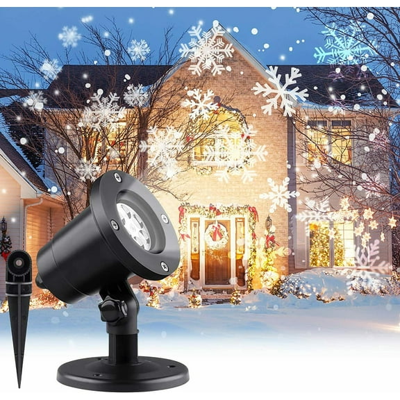 ZOELNIC Waterproof Moving Snowflake Laser Projector Lights Christmas New Year LED Stage Light Outdoor Snow Party Garden Landscape Lamp
