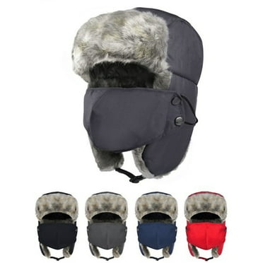 ZOELNIC Winter Hats for Men and Women Trooper Hunting Hat Ushanka Hat Ski Hat with Ear Flaps Windproof Waterproof Warm Hat, Gray