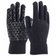 thumbnail image 1 of ZOELNIC Winter Knit Gloves Touchscreen Windproof Anti-slip Thermal Soft Wool Lining Elastic Cuff for Women Men, Black Man, 1 of 10