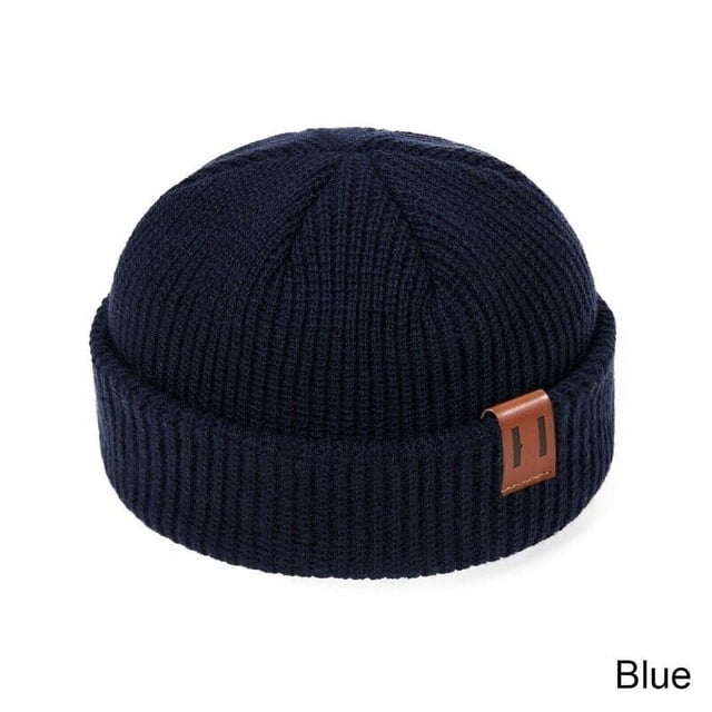 ZOELNIC Winter Warm Men Women Mini Fisherman Beanie Hat Knitted Ribbed Docker Skull Cap , Blue