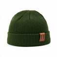 thumbnail image 1 of ZOELNIC Winter Warm Men Women Mini Fisherman Beanie Hat Knitted Ribbed Docker Skull Cap , Green, 1 of 6
