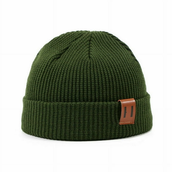 ZOELNIC Winter Warm Men Women Mini Fisherman Beanie Hat Knitted Ribbed Docker Skull Cap , Green