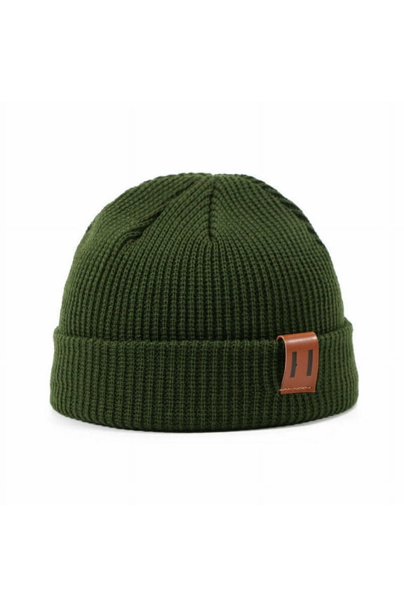 Winter Warm Men Women Mini Fisherman Beanie Hat Knitted Ribbed Docker Skull Cap , Green