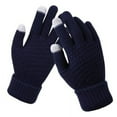 thumbnail image 1 of ZOELNIC Women Men Gloves, Winter Solid Touch Screen Full Finger Woolen Warm Knitted Gloves Unisex Outdoor Navy Blue, 1 of 7