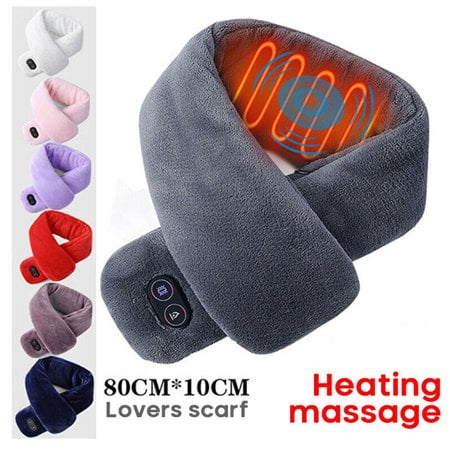 ZOELNIC Women Men Heated Scarf USB Operated Heating Fleece Scarf, Message Three-speed Temperature Control Warming Scarf, Gift (Red)