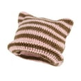 thumbnail image 1 of ZOELNIC Women Striped Knitted Crochet Hat Cat Ear Beanie Hat Winter Warm Slouchy Hat, 1 of 11