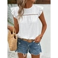 thumbnail image 1 of ZOELNIC Women Summer Eyelet Tops Dressy Casual V Neck Ruffle Cap Sleeve Shirts Lace Embroidered Blouses, M, 1 of 6