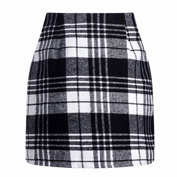 ZOELNIC Women's Bodycon Plaid Skirt High Waist Pencil Mini for Work & Casual, M