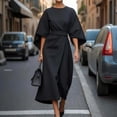 thumbnail image 1 of ZOELNIC Women's Elegant Belted Midi Dress Crew Neck Half Sleeve for Wedding Guest & Cocktail Party, S, 1 of 8