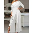 thumbnail image 1 of ZOELNIC Women's Elegant One Shoulder Long Sleeves Split Wide Leg Pants Clubwear Party Dressy Jumpsuits, XL, 1 of 4