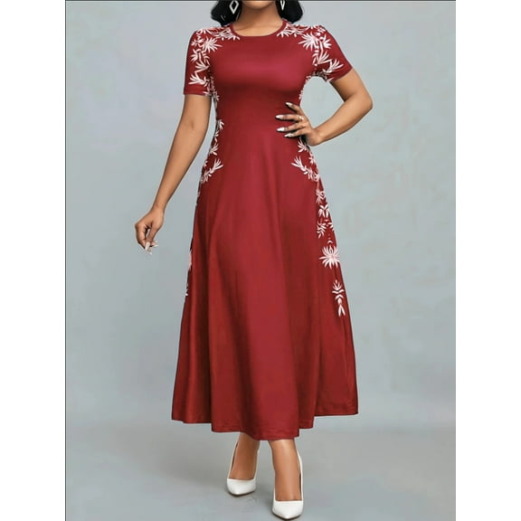 ZOELNIC Women's Elegant Short Sleeve Maxi Dresses Casual Empire Waist Long Dress