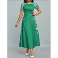 thumbnail image 1 of ZOELNIC Women's Elegant Short Sleeve Maxi Dresses Casual Empire Waist Long Dress, 1 of 4