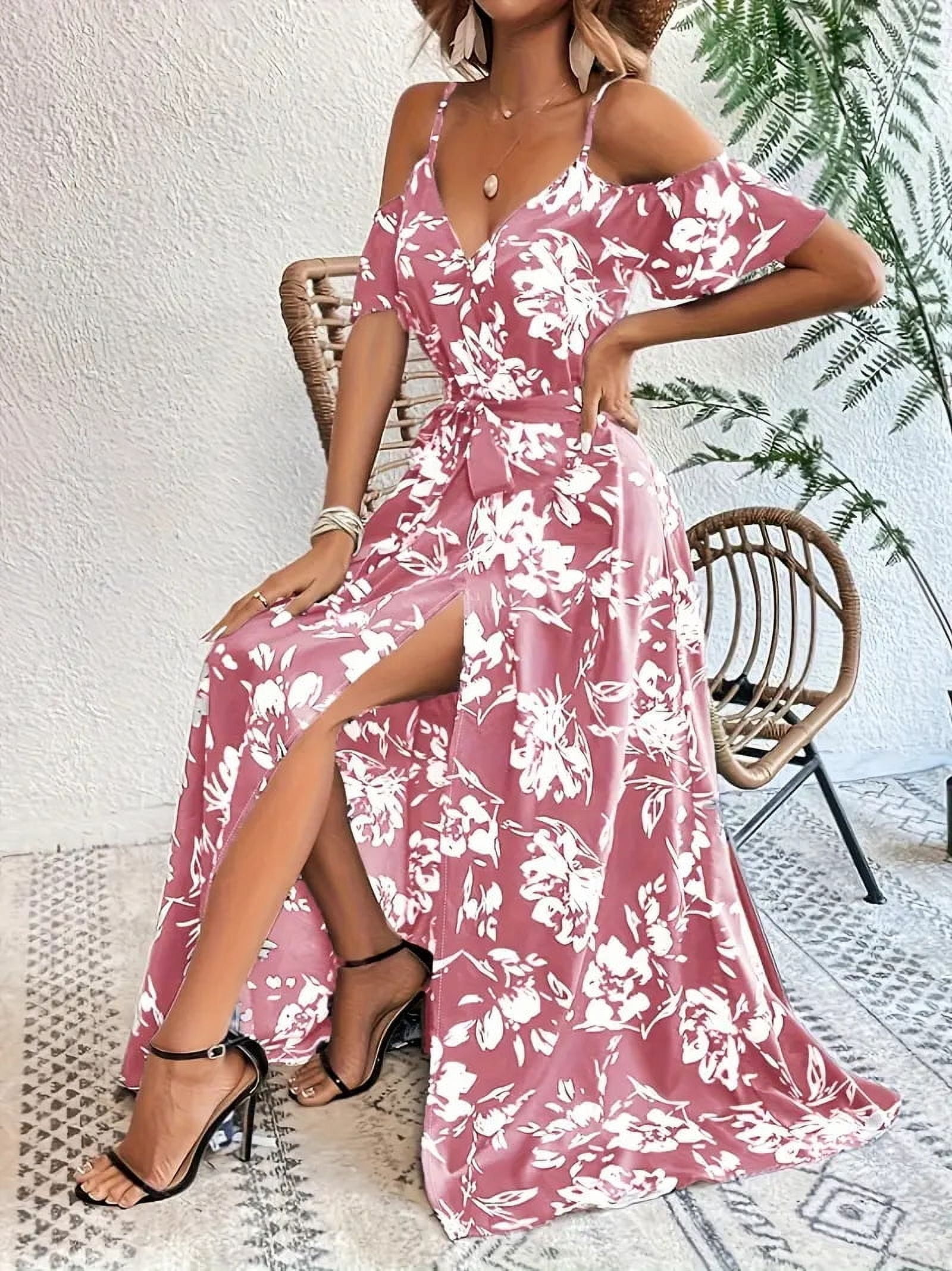 princess polly baby blue dress Glam Floral Cold Shoulder Mini Dress Size main image 1