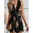 thumbnail image 1 of ZOELNIC Women's Floral Print Deep V Neck Tie Back Sleeveless Romper Short Jumpsuit, S, 1 of 6