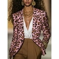 thumbnail image 1 of ZOELNIC Women's Leopard Print Blazer Long Sleeve One Button Front Lapel Neck Casual Business Jackets, S, 1 of 4