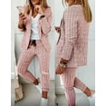 thumbnail image 1 of ZOELNIC Women's Plaid Business Suit Set - 2 Piece Office Outfit with Slim Fit Blazer & Pants, Open Front Professional Work Suit, Comfort Workwear, M, 1 of 3